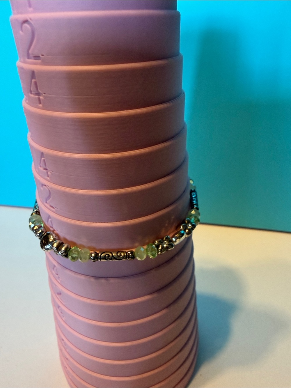 Brighton Lime Green and Silver Bead Stretch Bracelet